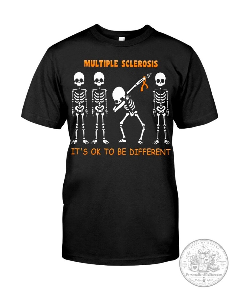 Multiple Sclerosis Awareness Skeleton Dab It's Okay To Be Different T-Shirt