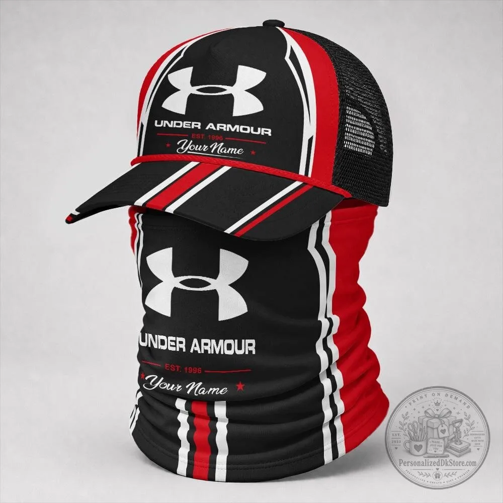 Under Armour Custom Name Orange and Black Trucker Cap and Neck Gaiter Set 31 Under Armour Custom Name Orange and Black Trucker Cap and Neck Gaiter Set