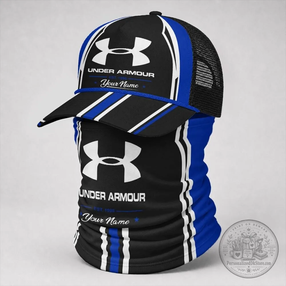 Under Armour Custom Name Orange and Black Trucker Cap and Neck Gaiter Set 32 Under Armour Custom Name Orange and Black Trucker Cap and Neck Gaiter Set