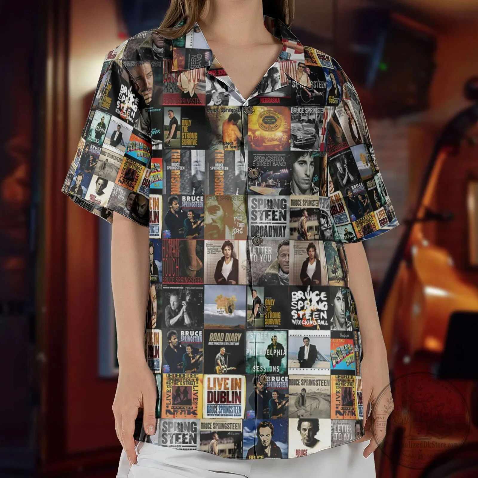 Bruce Springsteen Album Art Mosaic Grid Colorful Hawaiian Shirt