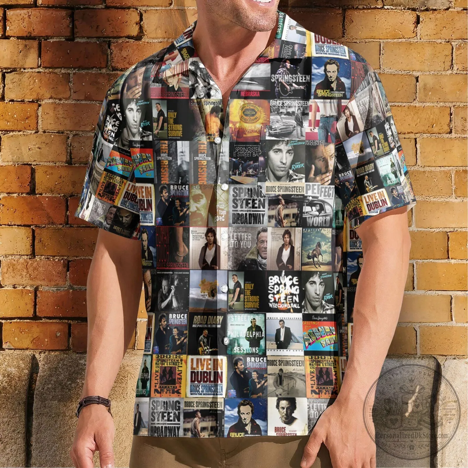 Bruce Springsteen Album Art Mosaic Grid Colorful Hawaiian Shirt 6 Bruce Springsteen Album Art Mosaic Grid Colorful Hawaiian Shirt