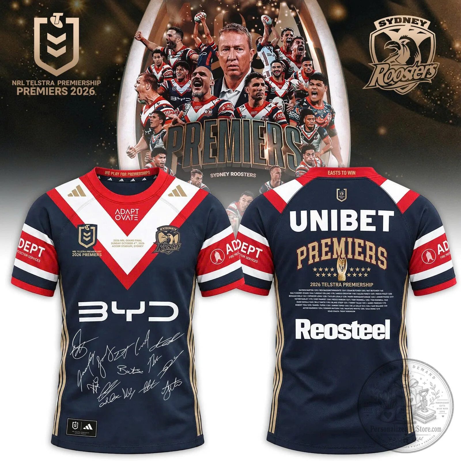 Sydney Roosters National Rugby League 2026 Premiers Commemorative Signed Jersey