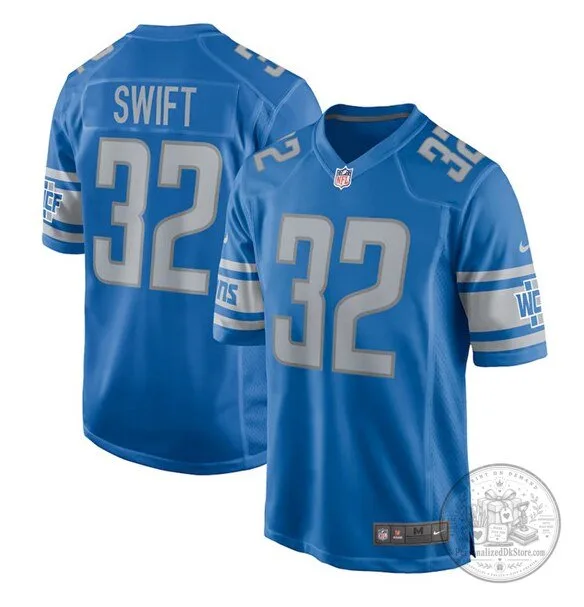 D'Andre Swift Detroit Lions Blue Football Jersey