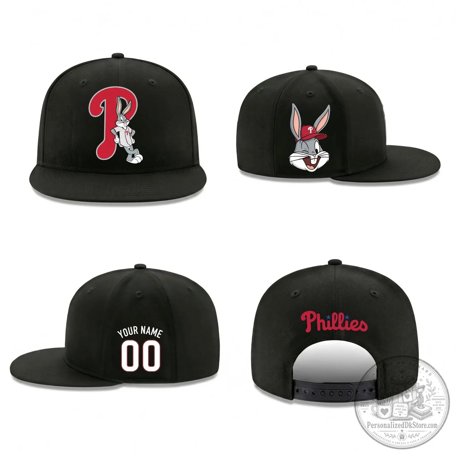 Philadelphia Phillies Bugs Bunny Personalized Snapback Cap Hat