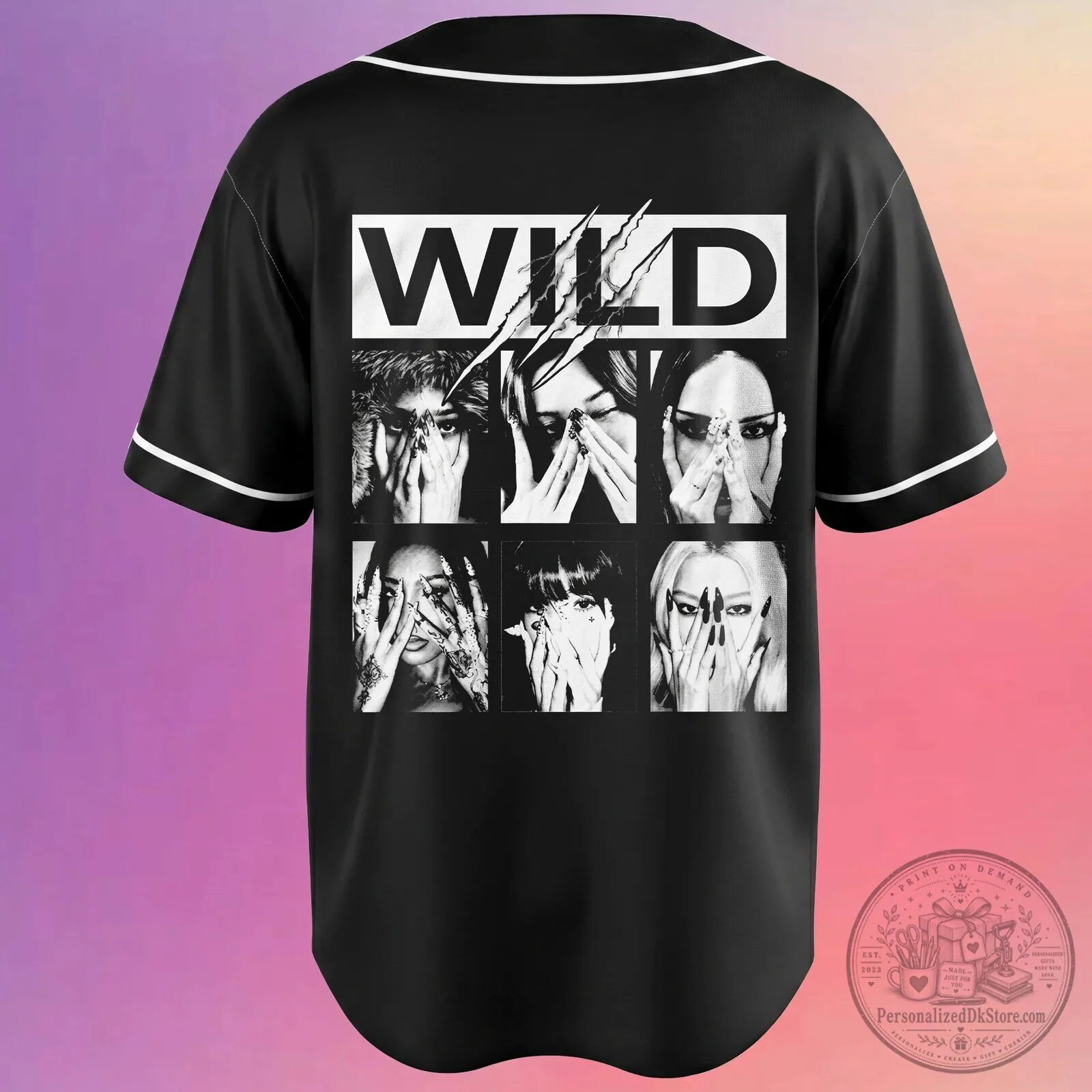 Wild K-Pop Girl Group Music Album Black Baseball Jersey 5 Wild K-Pop Girl Group Music Album Black Baseball Jersey