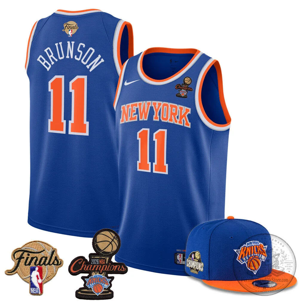 New York Knicks Jalen Brunson 2026 NBA Finals Champions Blue Jersey