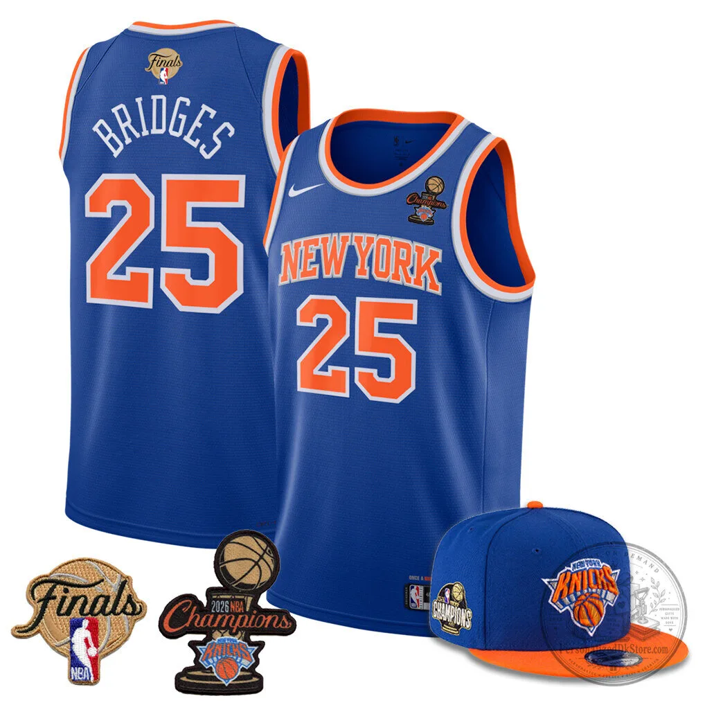 New York Knicks Jalen Brunson 2026 NBA Finals Champions Blue Jersey 10 New York Knicks Jalen Brunson 2026 NBA Finals Champions Blue Jersey