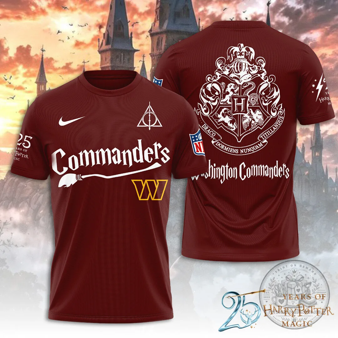 Washington Commanders Harry Potter 25 Years of Magic Football Team T-Shirt