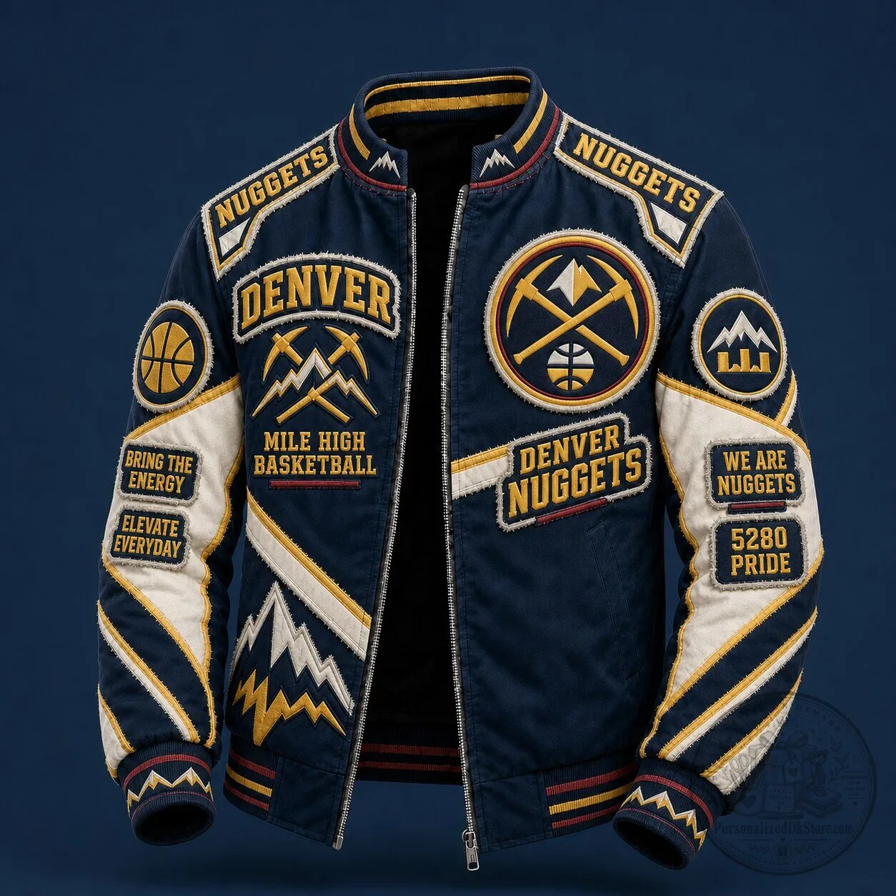 Denver Nuggets Mile High Basketball Vintage Bomber Jacket for Men