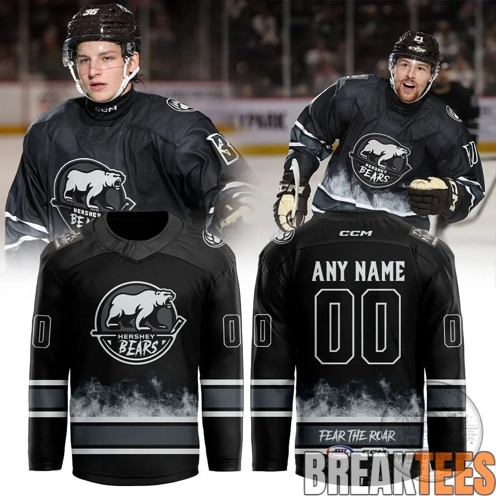Hershey Bears Fear The Roar Custom Black Ice Hockey Jersey