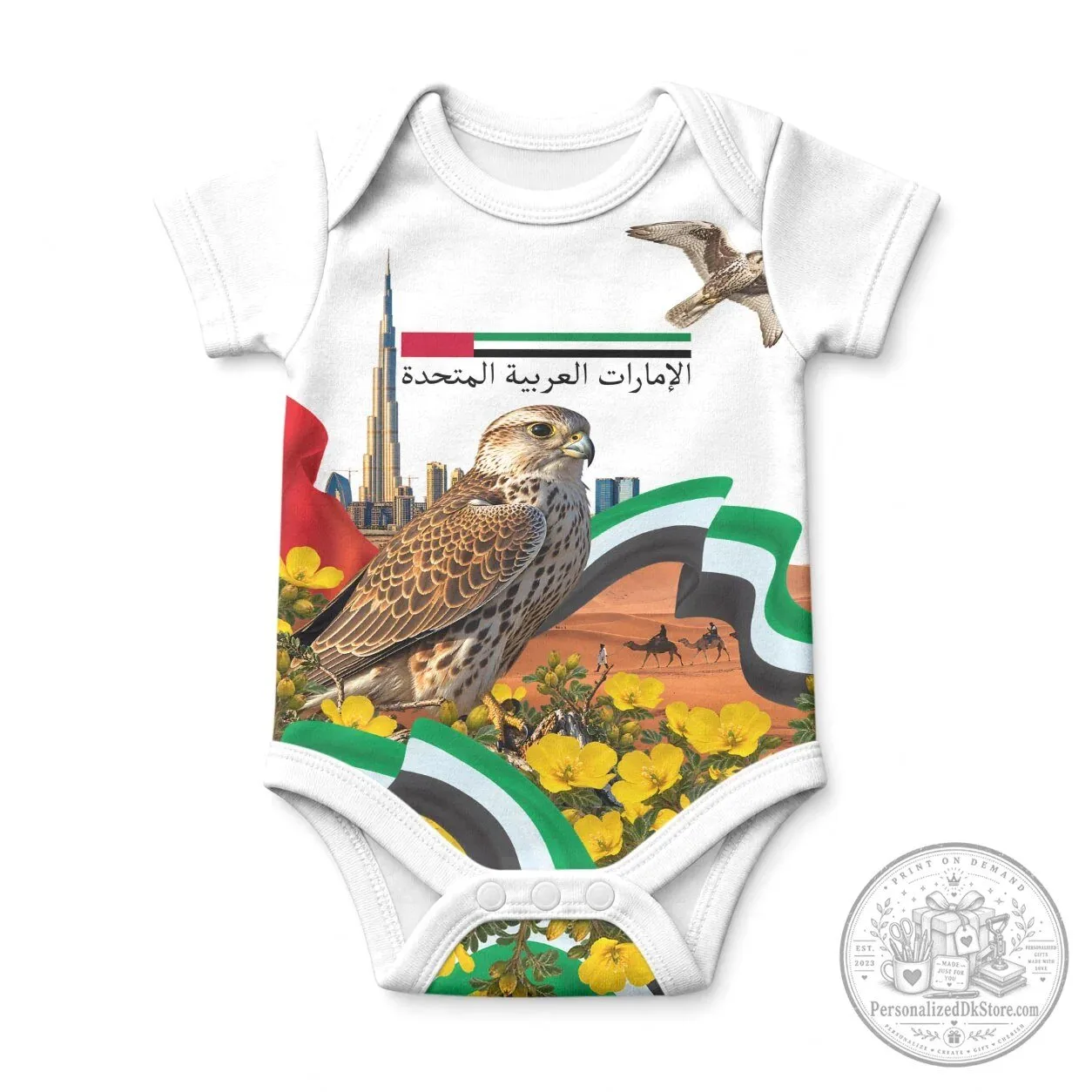 United Arab Emirates National Day Falcon Burj Khalifa Baby Bodysuit
