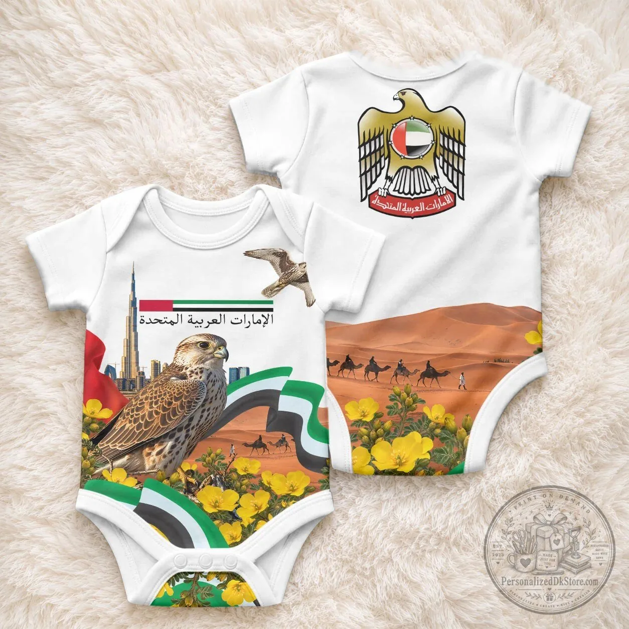 United Arab Emirates National Day Falcon Burj Khalifa Baby Bodysuit 4 United Arab Emirates National Day Falcon Burj Khalifa Baby Bodysuit