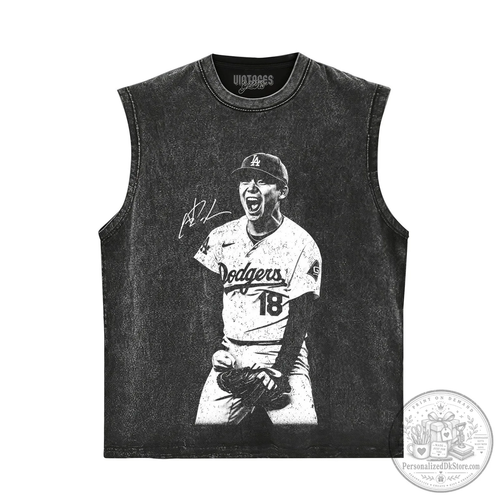 Black T-Shirt featuring Los Angeles Dodgers Baseball Player Yoshinobu Yamamoto 9 Black T-Shirt featuring Los Angeles Dodgers Baseball Player Yoshinobu Yamamoto