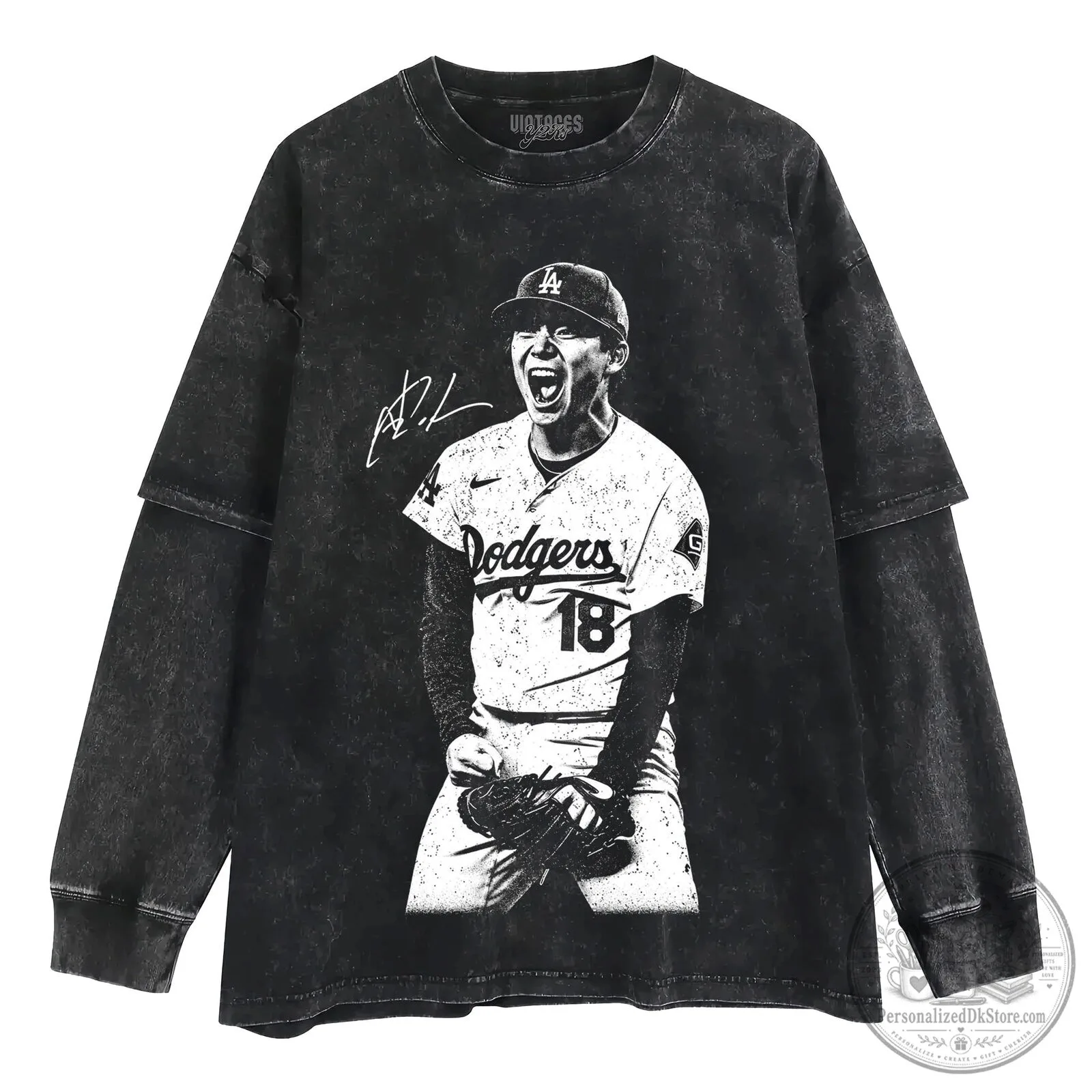 Black T-Shirt featuring Los Angeles Dodgers Baseball Player Yoshinobu Yamamoto 10 Black T-Shirt featuring Los Angeles Dodgers Baseball Player Yoshinobu Yamamoto