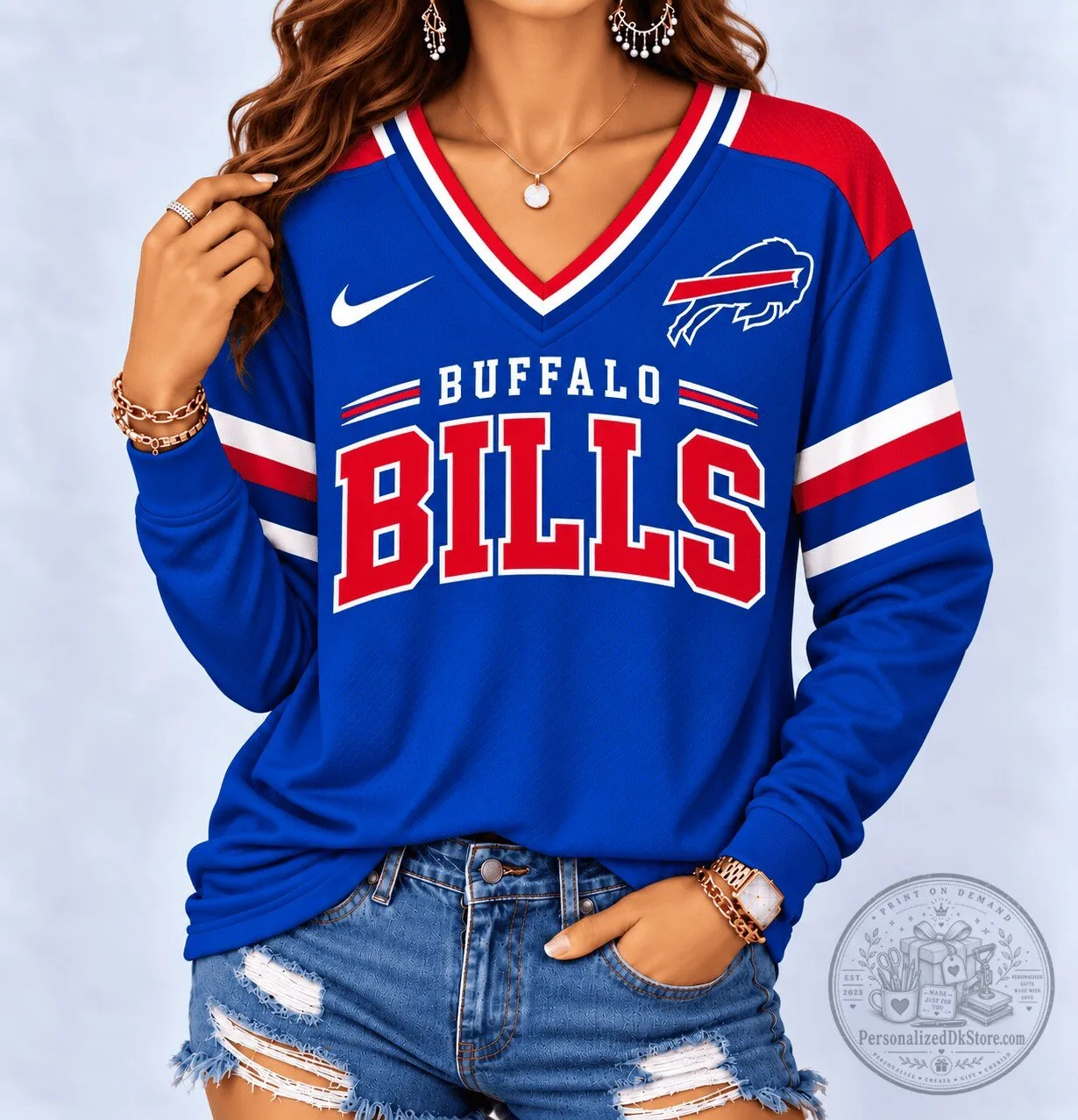 Buffalo Bills National Football League Game Day Long Sleeve V-Neck Jersey