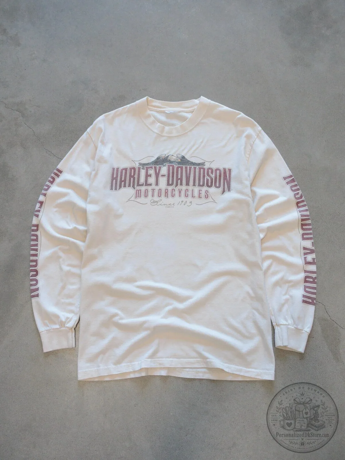 Vintage Harley-Davidson Motorcycles Cream Long Sleeve T-Shirt