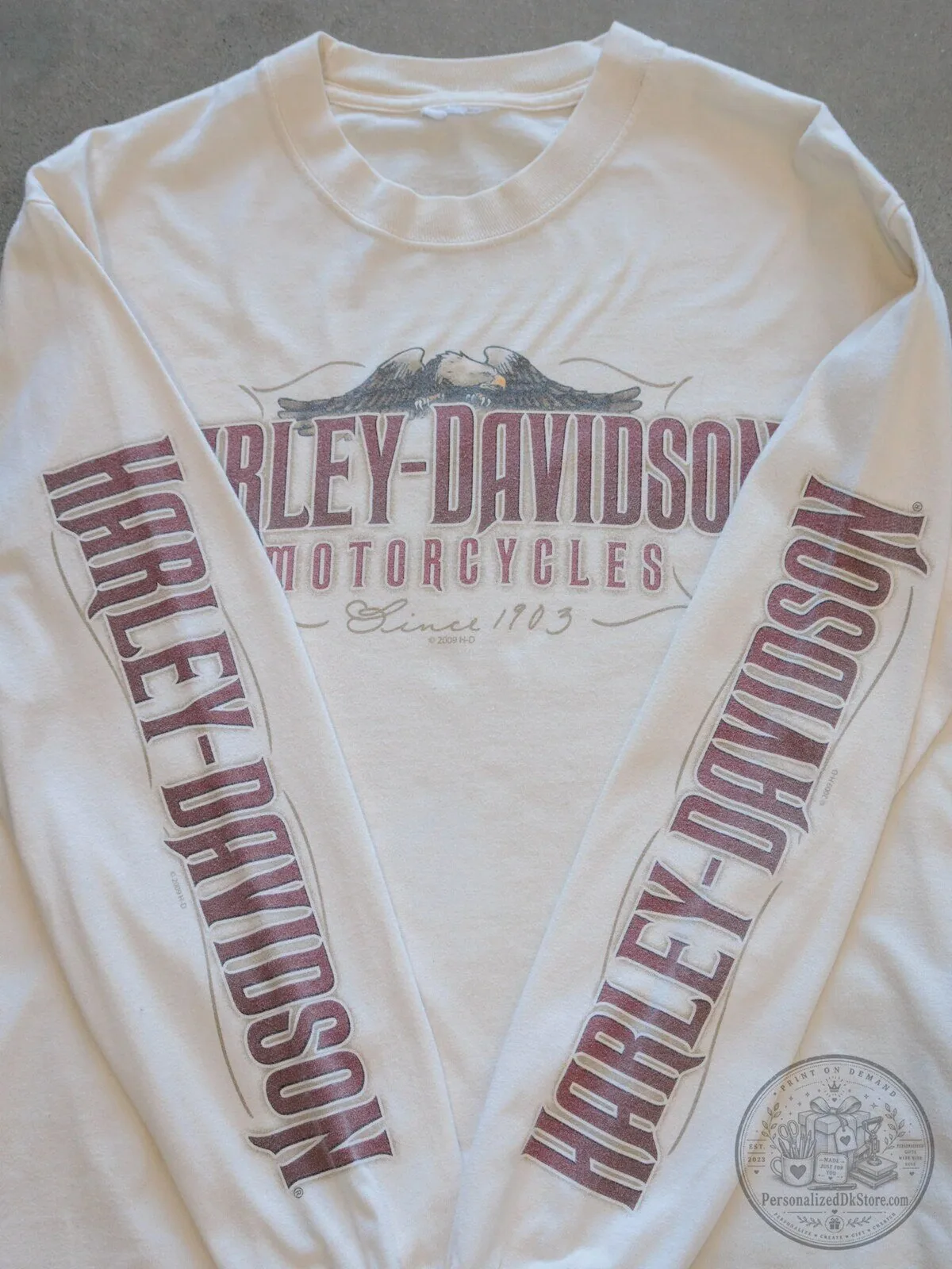 Vintage Harley-Davidson Motorcycles Cream Long Sleeve T-Shirt 6 Vintage Harley-Davidson Motorcycles Cream Long Sleeve T-Shirt