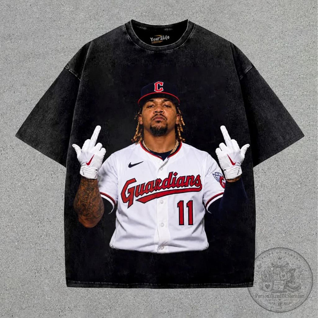 José Ramírez Cleveland Guardians Baseball Player Graphic Print Washed T-Shirt José Ramírez Cleveland Guardians Baseball Player Graphic Print Washed T-Shirt