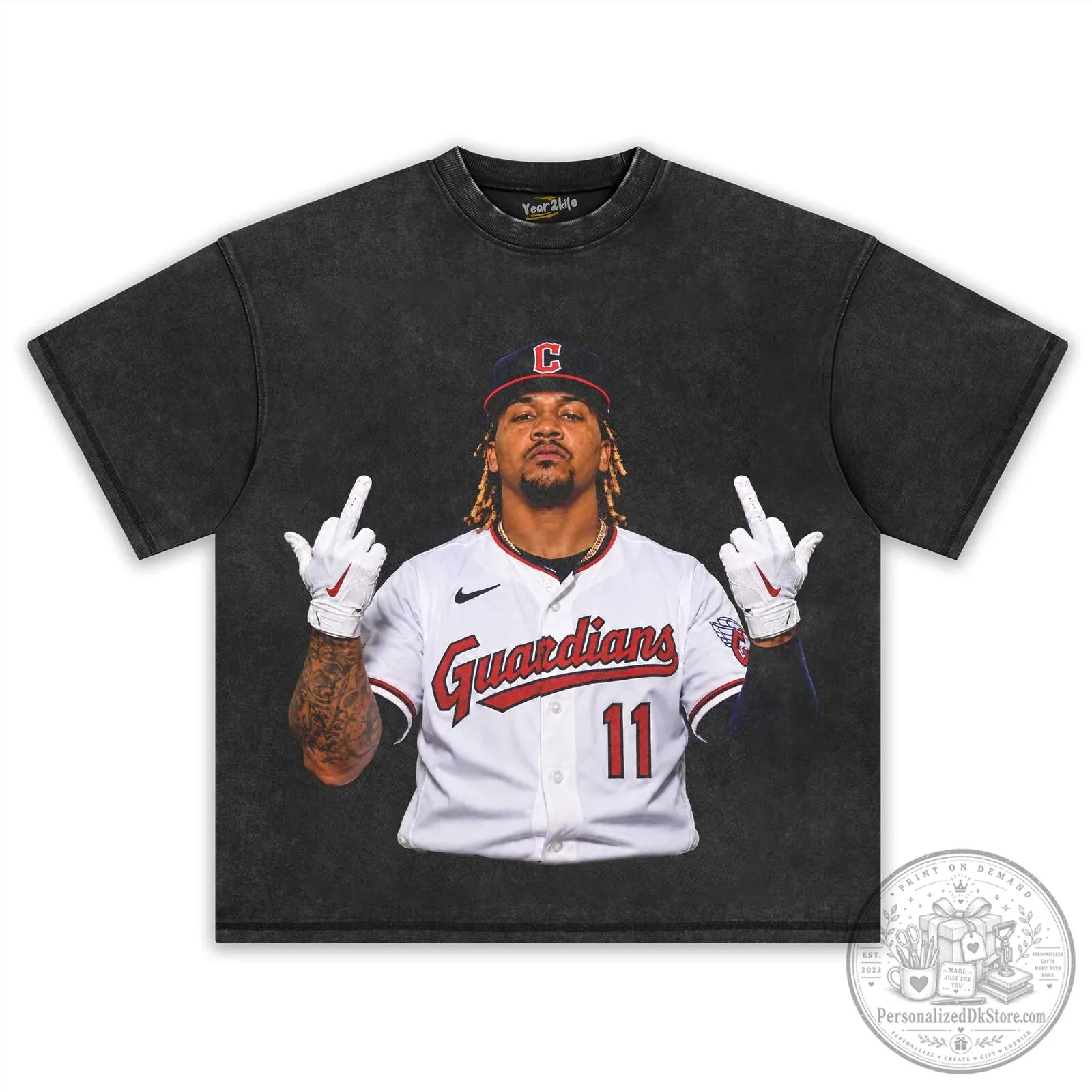 José Ramírez Cleveland Guardians Baseball Player Graphic Print Washed T-Shirt 10 José Ramírez Cleveland Guardians Baseball Player Graphic Print Washed T-Shirt