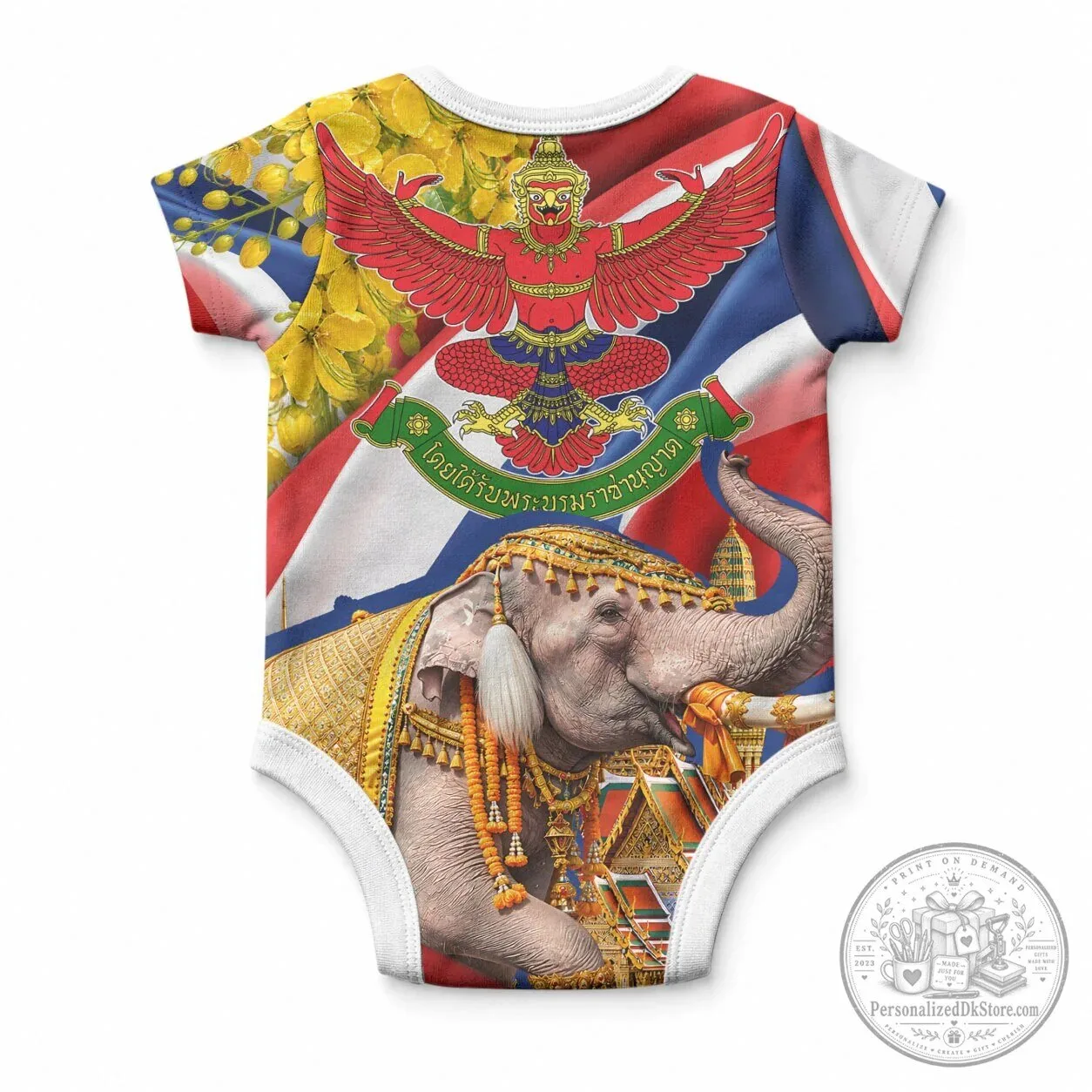 Thailand Golden Buddha Elephant Temple Garuda Art Baby Romper 5 Thailand Golden Buddha Elephant Temple Garuda Art Baby Romper