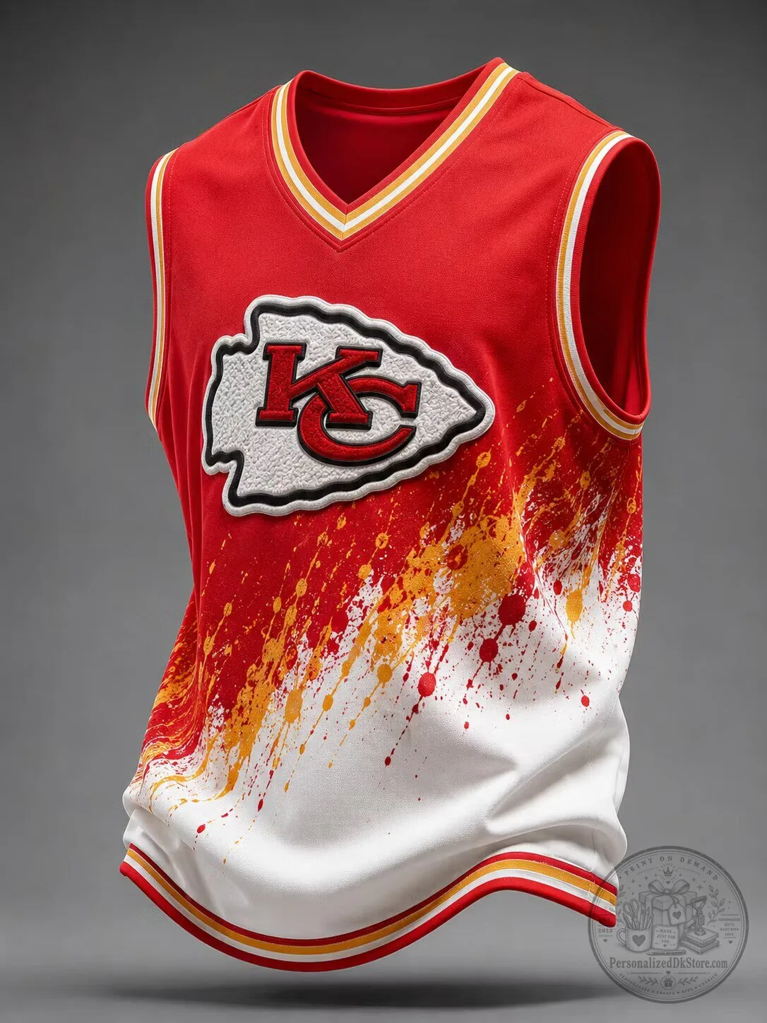 Kansas City Chiefs Football Team Red White Splatter Paint Design Tank Top