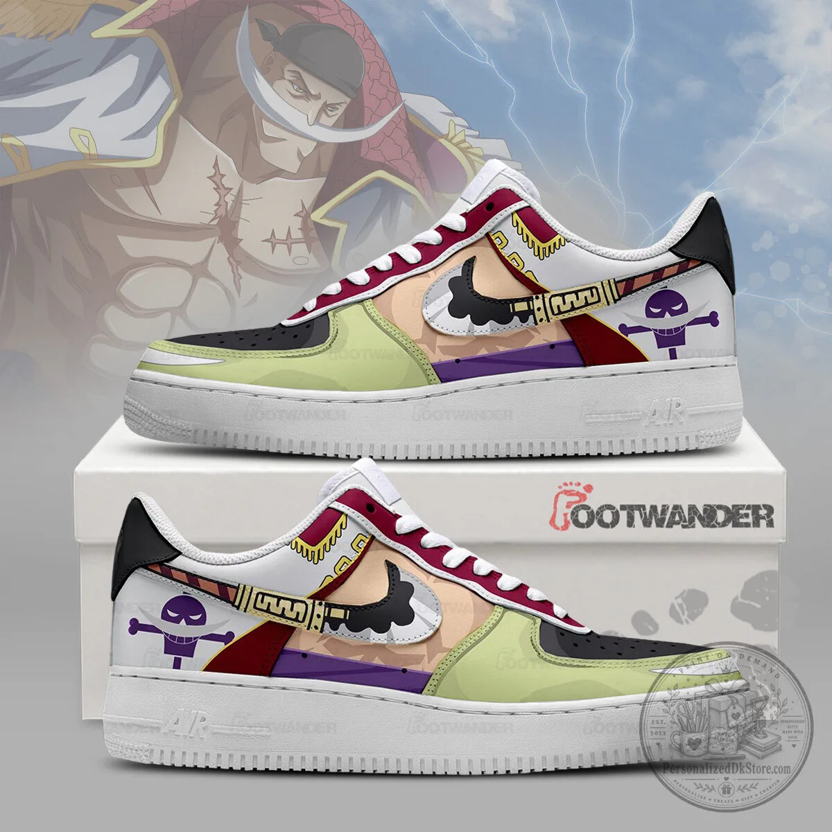 One Piece Whitebeard Anime Character Custom Design Sneakers Shoes
