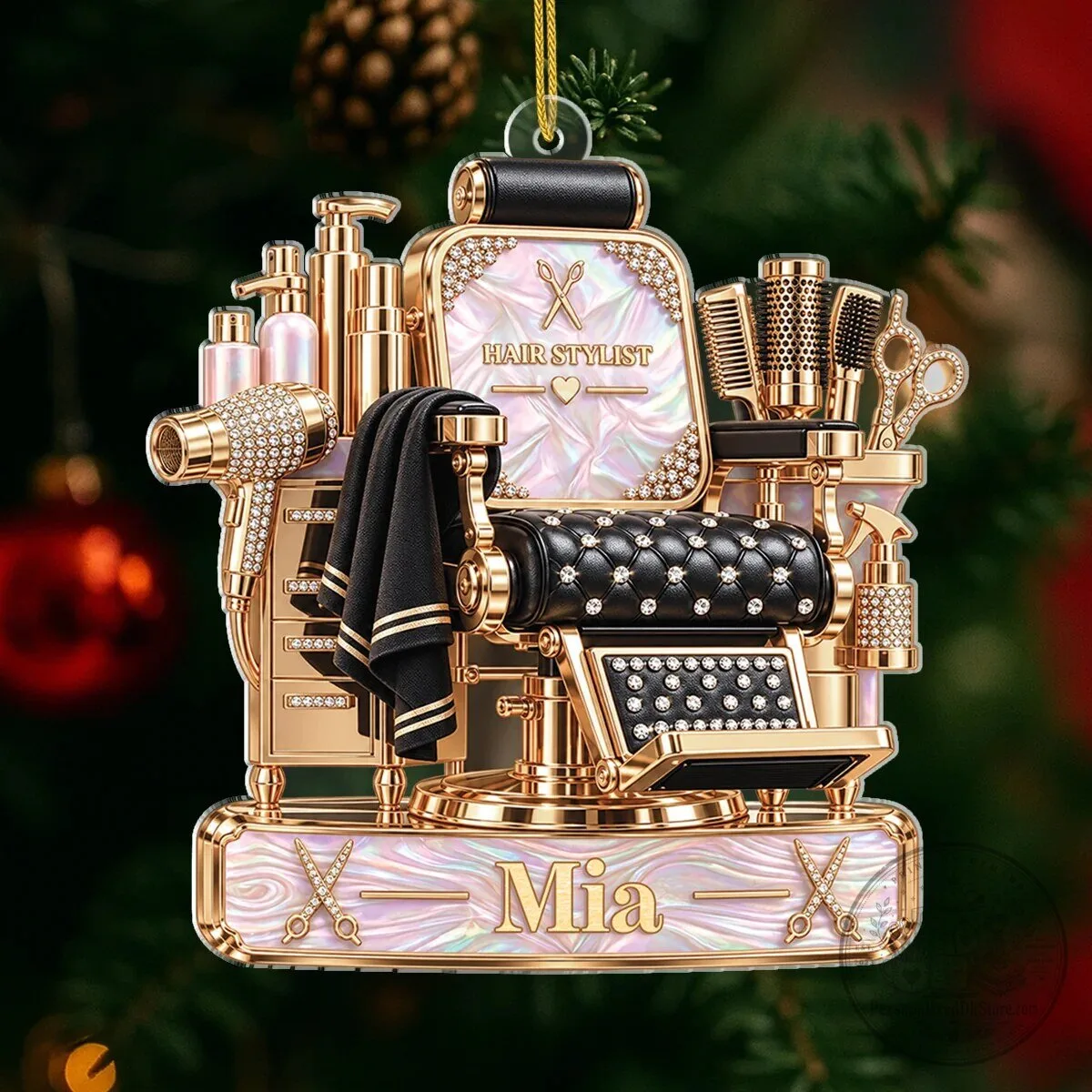 Personalized Hair Stylist Barber Chair Christmas Tree Ornament 7 Personalized Hair Stylist Barber Chair Christmas Tree Ornament