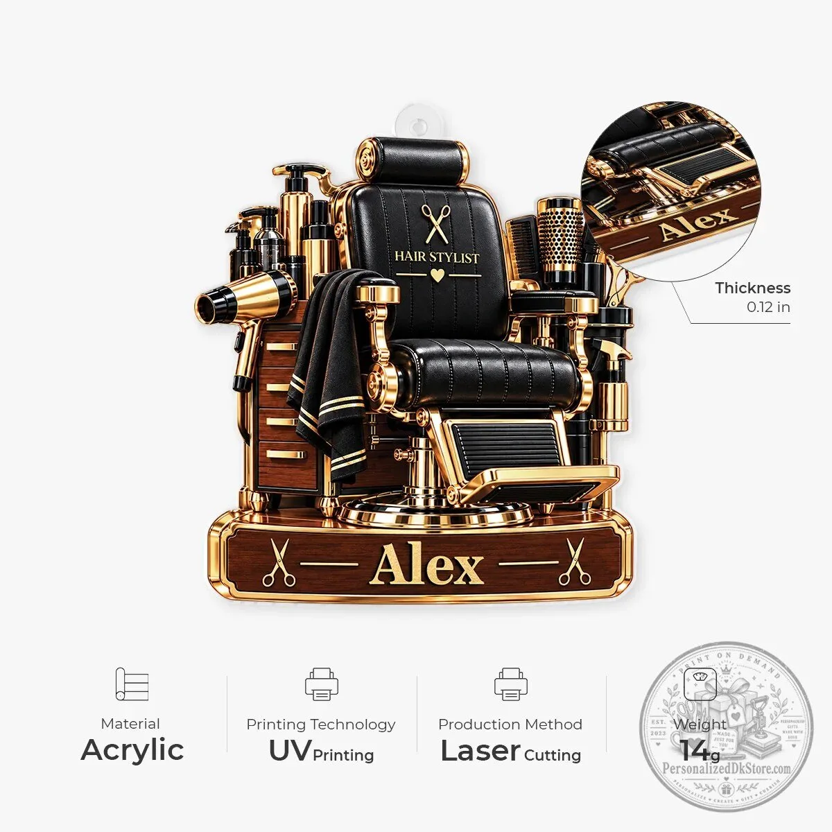 Personalized Hair Stylist Barber Chair Christmas Tree Ornament 8 Personalized Hair Stylist Barber Chair Christmas Tree Ornament