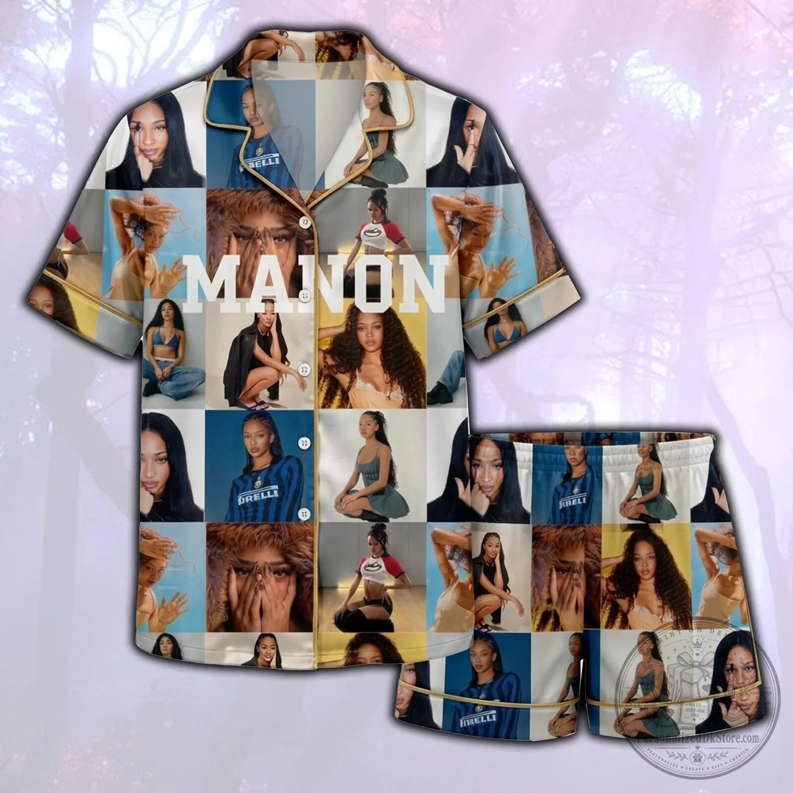 Manon Era Photo Collage Long Sleeve Pajama Set for Women 3 Manon Era Photo Collage Long Sleeve Pajama Set for Women
