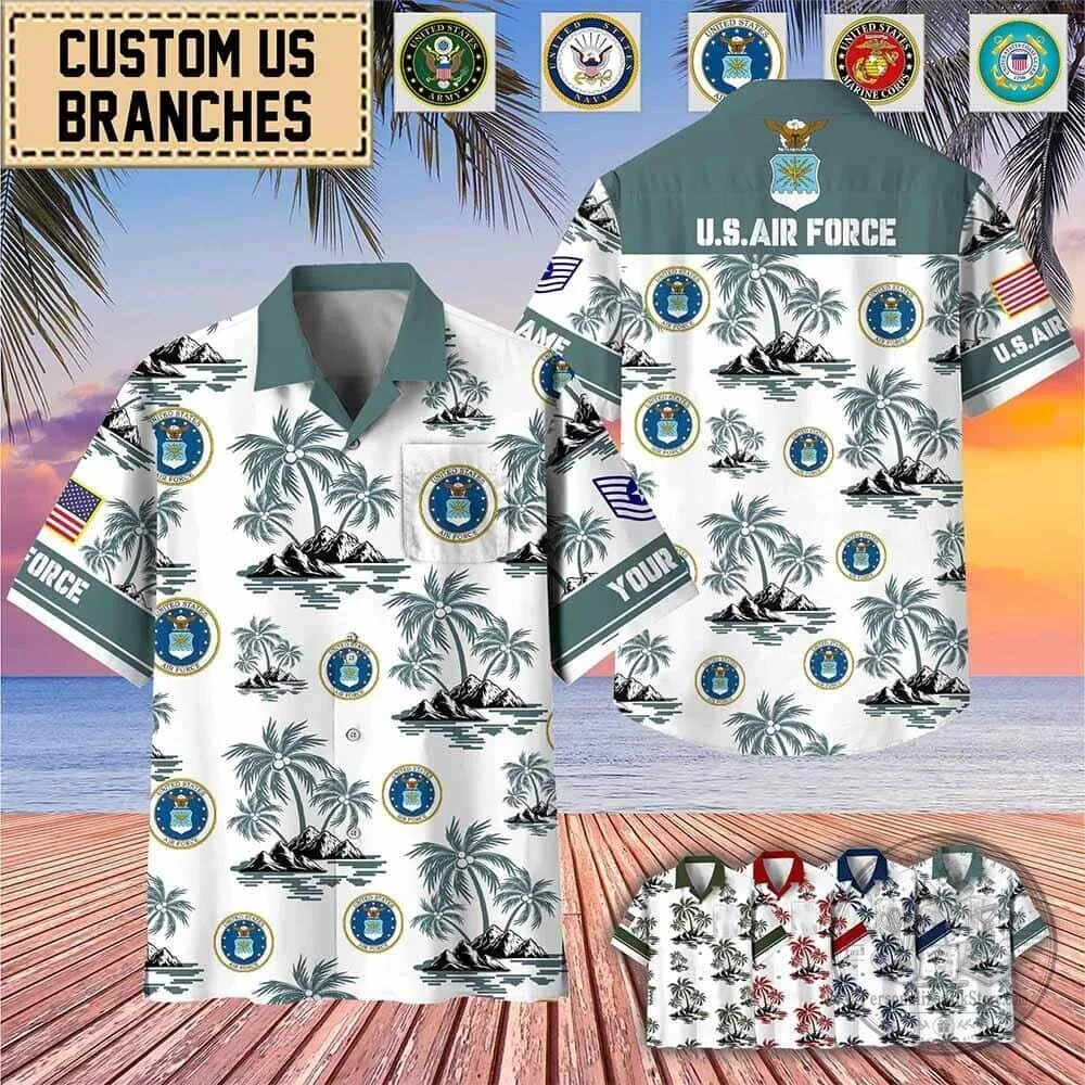 United States Army Branches Palm Tree Tropical Hawaiian Shirt 8 United States Army Branches Palm Tree Tropical Hawaiian Shirt