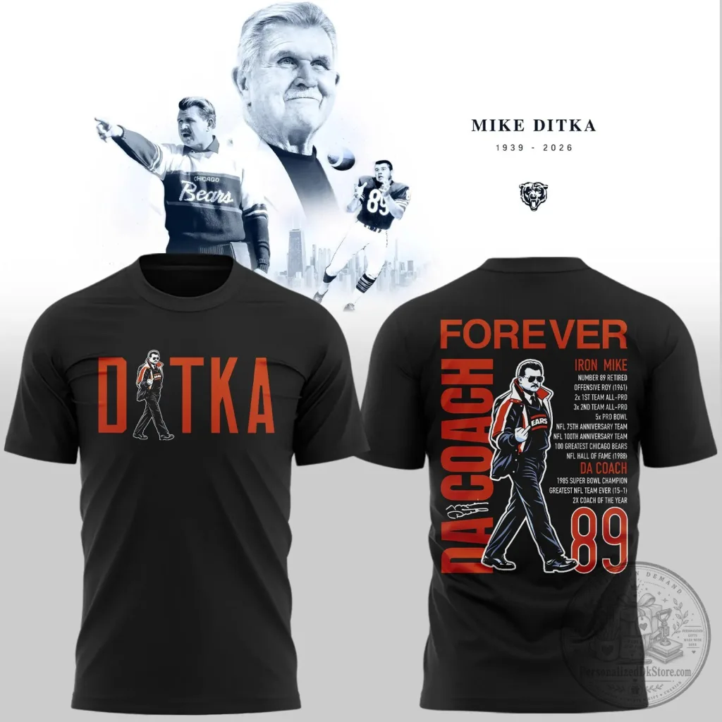 Mike Ditka Chicago Bears Football Legend Tribute Graphic T-Shirt Mike Ditka Chicago Bears Football Legend Tribute Graphic T-Shirt