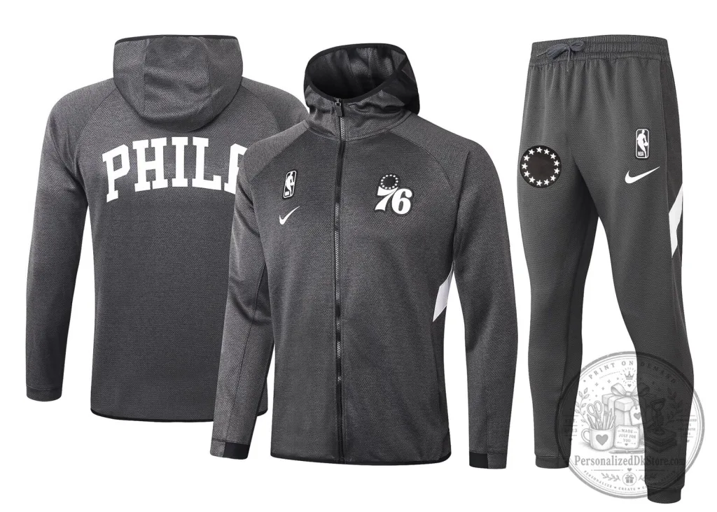 Philadelphia 76ers NBA Therma Flex Black Training Hoodie and Pants Set Philadelphia 76ers NBA Therma Flex Black Training Hoodie and Pants Set