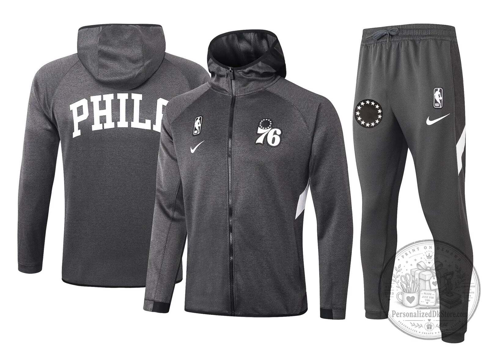 Philadelphia 76ers NBA Therma Flex Black Training Hoodie and Pants Set