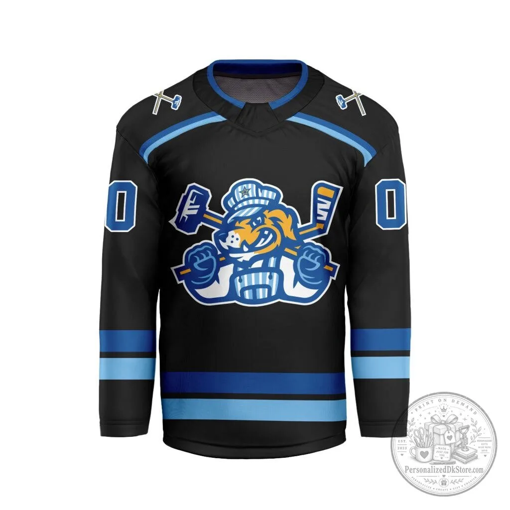Roanoke Rail Yard Dawgs Adult Black Hockey Jersey