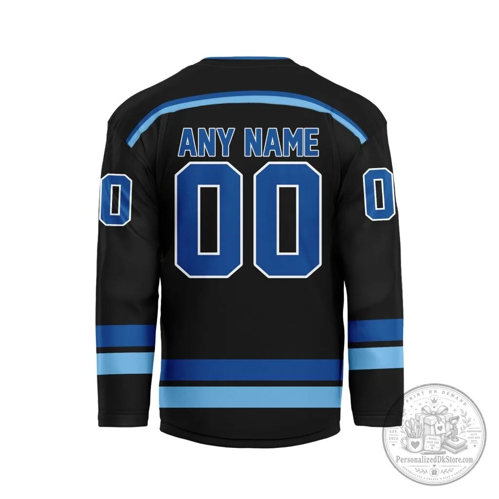 Roanoke Rail Yard Dawgs Adult Black Hockey Jersey 3 Roanoke Rail Yard Dawgs Adult Black Hockey Jersey