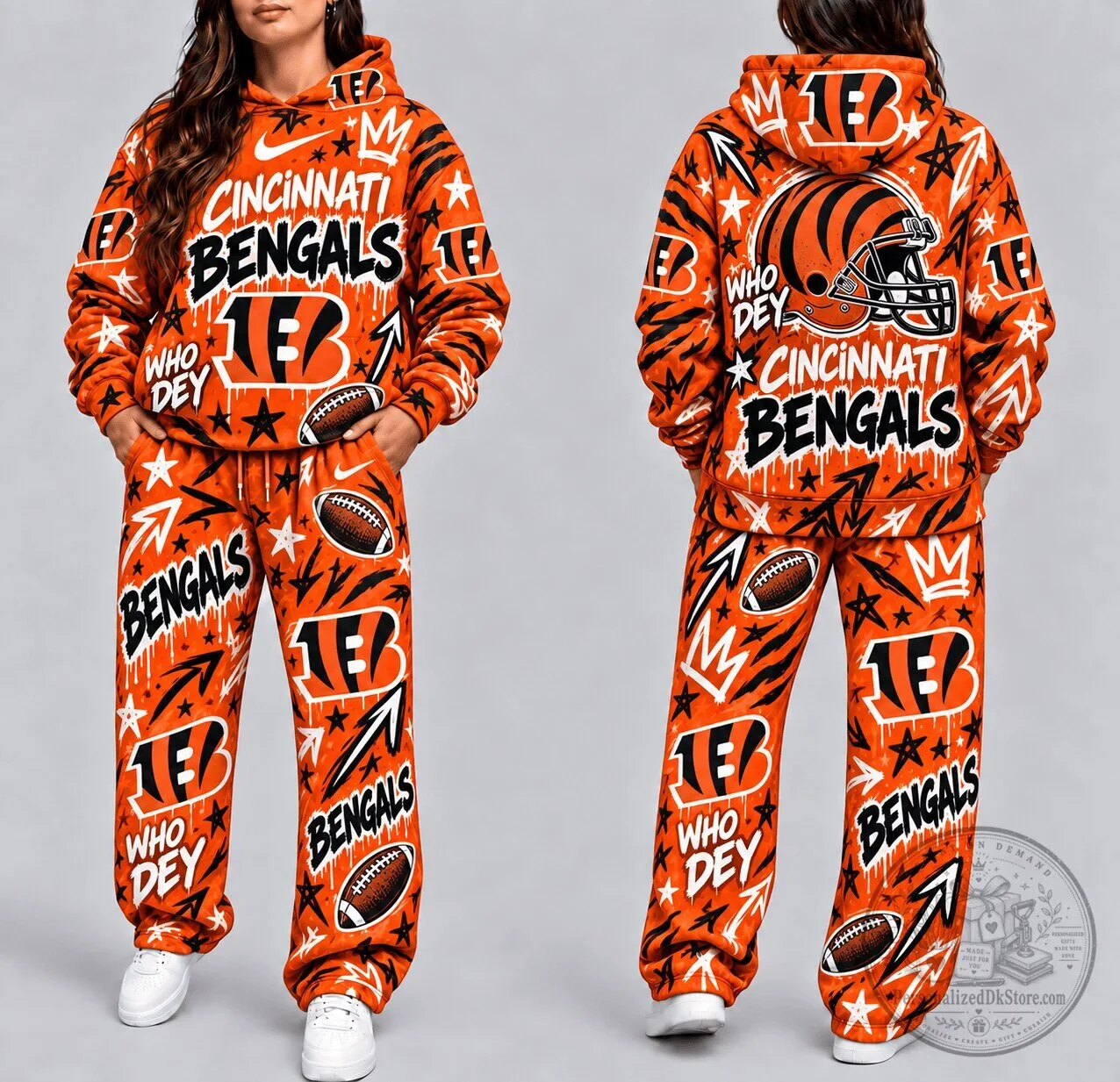 Cincinnati Bengals Graffiti Style Football Team Hoodie for Men and Women