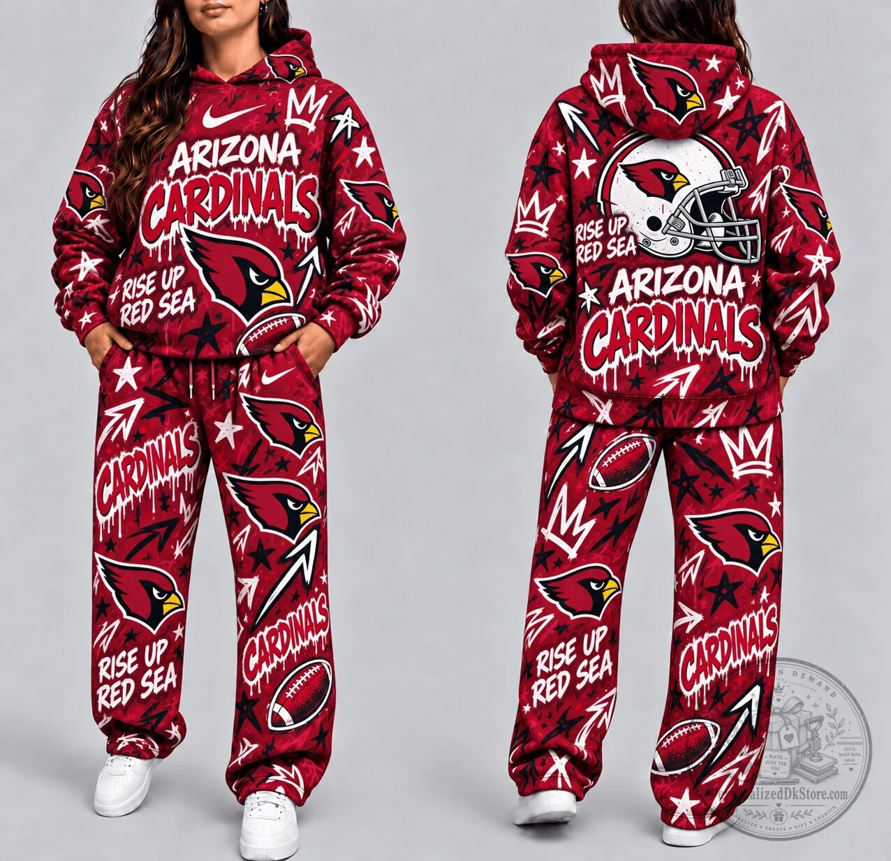 Arizona Cardinals Football Team Rise Up Red Sea Graffiti Style Hoodie