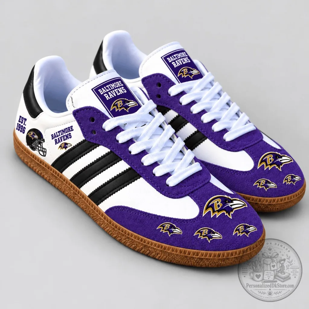 Baltimore Ravens NFL Team Spirit Heritage Samba Shoes for Men and Women Baltimore Ravens NFL Team Spirit Heritage Samba Shoes for Men and Women