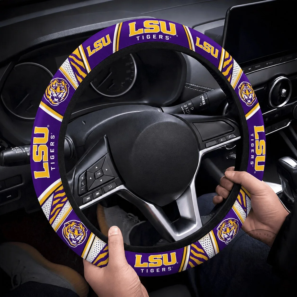 Detroit Lions 24 Days of Football Advent Calendar Blind Box 4 LSU Tigers Purple and Gold Steering Wheel Cover for Car Interior Accessory