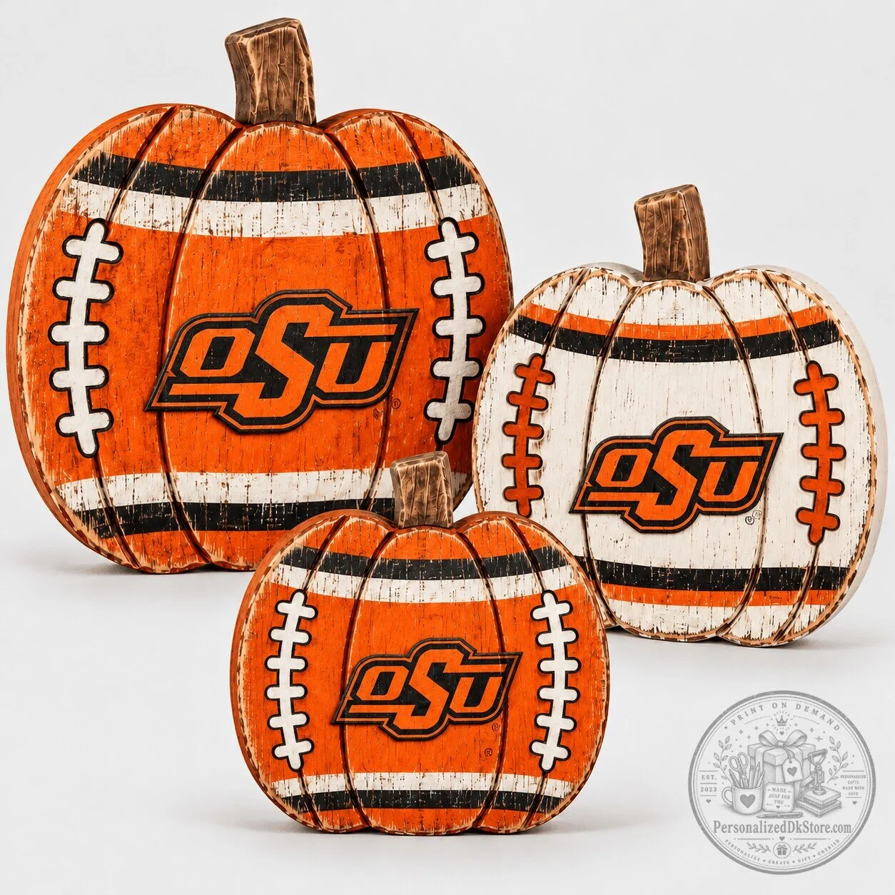 Detroit Lions 24 Days of Football Advent Calendar Blind Box 5 Oklahoma State Cowboys Football Pumpkin Tiered Tray Wood Decor Set