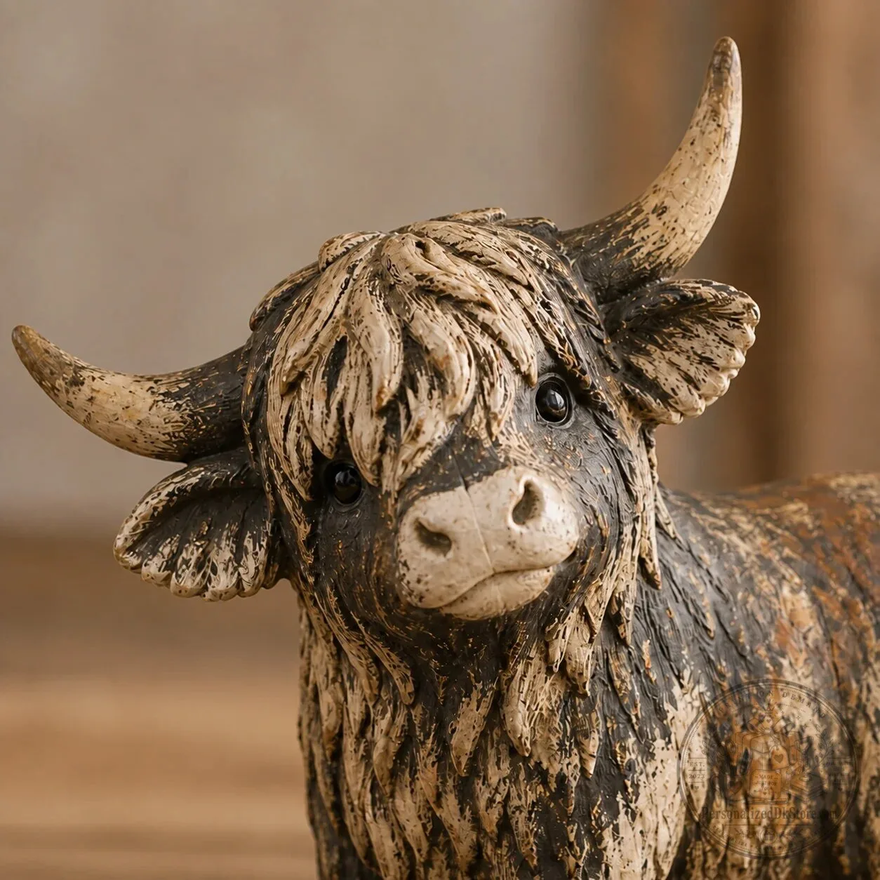 Rustic Highland Cow Figurine - Farmhouse Tabletop Decor Sculpture 15 Rustic Highland Cow Figurine - Farmhouse Tabletop Decor Sculpture