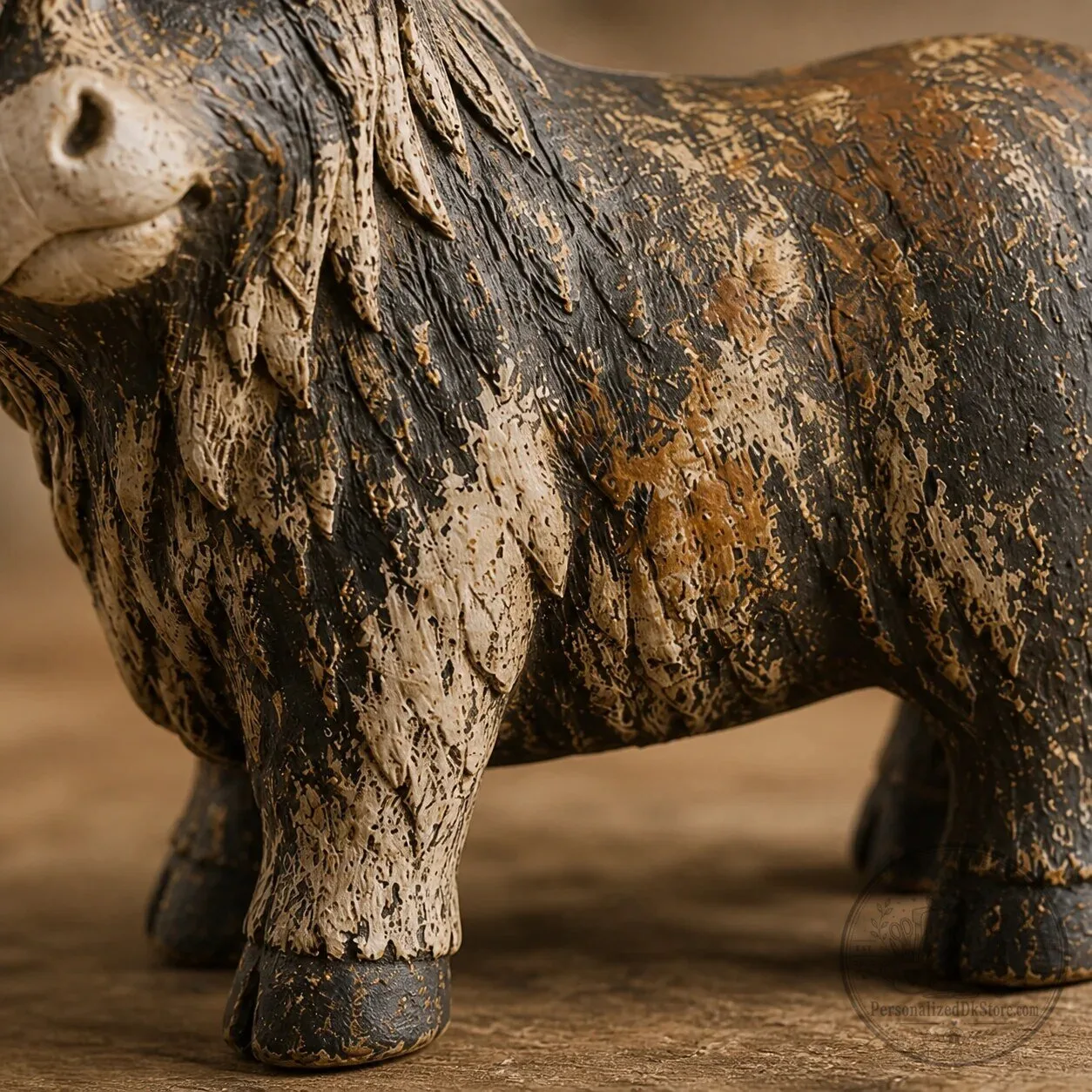 Rustic Highland Cow Figurine - Farmhouse Tabletop Decor Sculpture 16 Rustic Highland Cow Figurine - Farmhouse Tabletop Decor Sculpture
