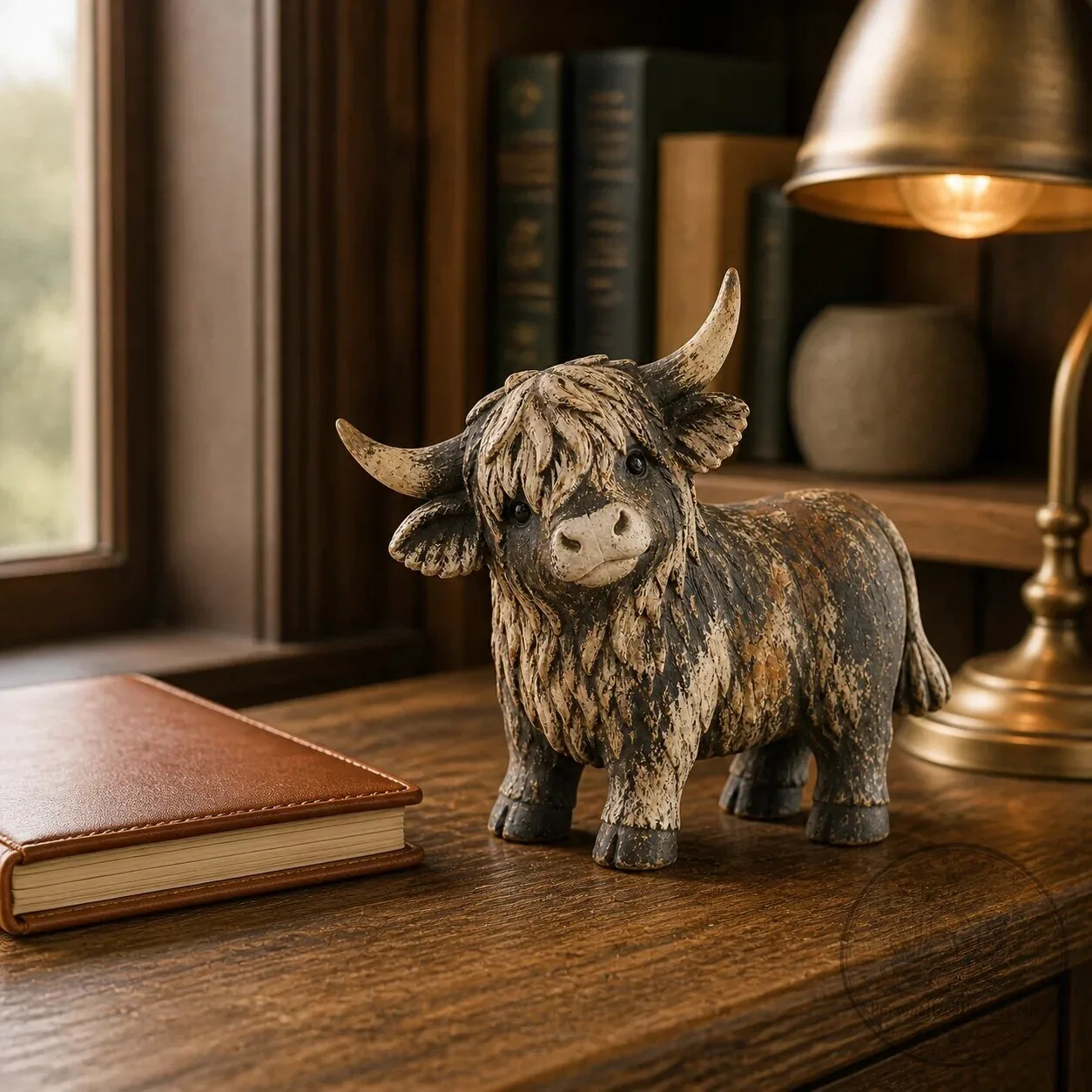 Rustic Highland Cow Figurine - Farmhouse Tabletop Decor Sculpture 21 Rustic Highland Cow Figurine - Farmhouse Tabletop Decor Sculpture