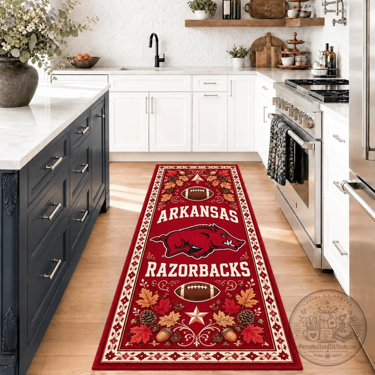 Arkansas Razorbacks Football Team Kitchen Runner Rug